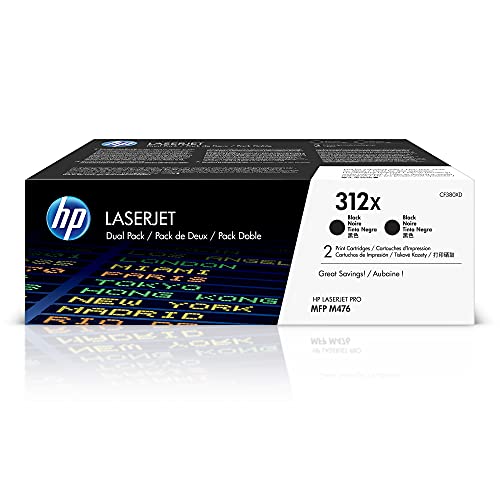 HP 312X 2er-Pack (CF380XD) Schwarz Original Toner mit hoher Reichweite für HP Color Laserjet Pro MFP M476, XL Doppelpack von HP