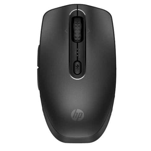 HP 690 Wiederaufladbare Wireless-Maus, Bluetooth, Qi- und USB-C-Ladefunktion, 6 programmierbare Tasten, 4-Wege-Scrollrad, ergonomisches Design, bis zu 4 Monate Akkulaufzeit, leise Klicks, Schwarz von HP