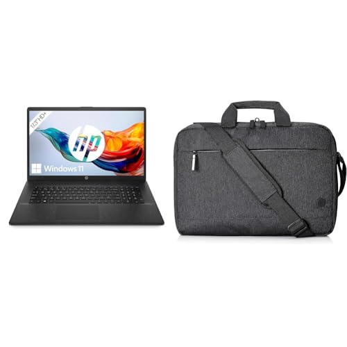 HP Laptop | 17,3" HD+ Display | Intel Celeron N4120 | 8 GB DDR4 RAM | 256 GB SSD | Intel UHD-Grafik | Windows 11 | QWERTZ | Schwarz Prelude Pro 17,3 Zoll Laptop-Tasche, Schwarz von HP