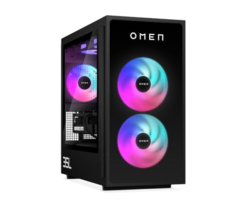 HP Omen GT16-0077ng 35L Gaming Desktop PC, Intel Core i7 i7-14700F, 32GB DDR5-SDRAM, 1 TB SSD, NVIDIA GeForce RTX 4070, Tower PC, Windows 11 Home, Schwarzes Metall mit Glas Blende von HP