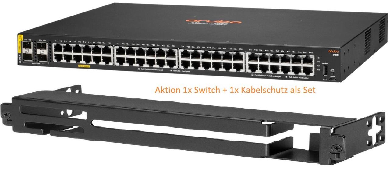 HPE Networking CX 6100 48G 4SFP+ Switch JL676A + HPE Networking X511 Kabelsch... von HPE Networking