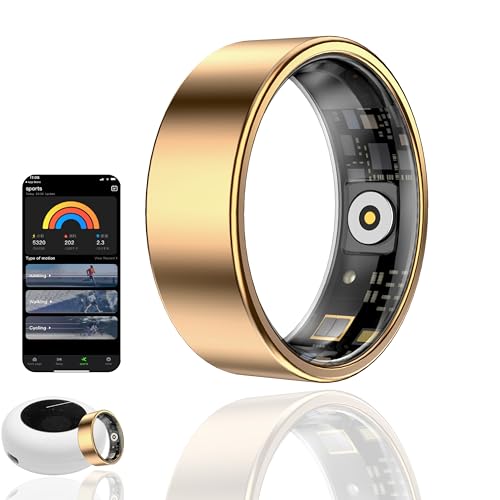 HPLSZCN Smart Ring Fitness Tracker mit Herzfrequenz Blutsauerstoff Blutdruck Stress Schlafüberwachung Schrittzähler Wasserdicht bis 10 ATM (Rose Gold, 8) von HPLSZCN