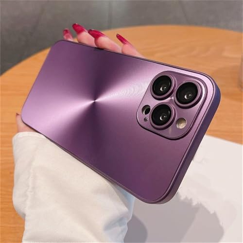 HPQWN Luxuriöse, Matte Hülle mit Laser-Aurora-CD-Muster für iPhone 16 15 14 13 12 11 Pro Max 16 Plus, weicher Stoßfänger, stoßfeste Panzerung, Harte Hülle, dunkelviolett, für iPhone 15 Pro von HPQWN