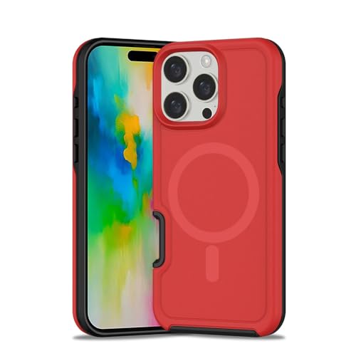 HPQWN Stoßfeste Rüstung Bunte Rahmenhülle für iPhone 16 15 14 11 12 13 Pro Max 16Pro 15 Plus Magnetische Matte Harthülle, rot, für iPhone 15 Plus von HPQWN