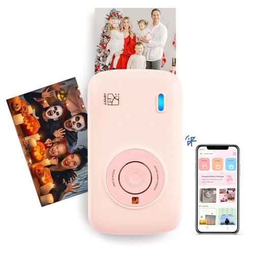 HPRT CP2100 Fotodrucker mit 20 Fotopapiers, Tragbarer 2,1 x 3,4 Mini farbdrucker, Bluetooth 5.0, Thermosublimation, farbstabil, 300 DPI Handy Fotodrucker für iPhone und Android von HPRT