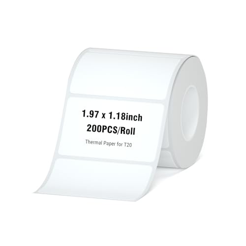 HPRT Thermo-Etiketten für T20-Etikettendrucker, 50 x 30 mm, wasserdichtes Aufkleberpapier, Thermoband T20/T260 Etikettendrucker, 200 Etiketten/Rolle von HPRT