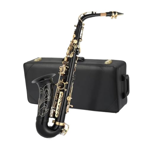 Saxophon Altsaxophon-Instrument Aus Messing Einfach Zu Spielen Geeignet Für Anfänger Und Erwachsene Mit Zubehör(Black) von HQWBVD