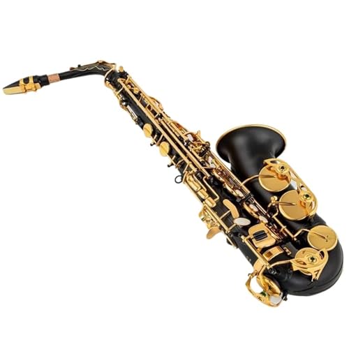 Saxophon Eb-Altsaxophon Mattschwarz Rot Blau Lila Plattiert Geschnitzte Oberfläche E-Flat-Instrumentensaxophon Mit Instrumentenkoffer(Black) von HQWBVD