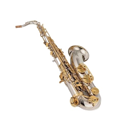 Saxophon Holzblasinstrumente Tenorsaxophon Bb-Ton Vernickeltes Rohr Goldschlüssel Saxophon Mit Kofferzubehör Handschuhe(B) von HQWBVD