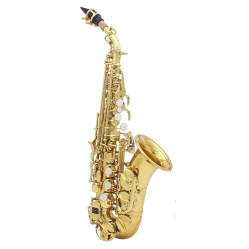 Saxophon Sopransaxophon Bb Flat Sax Messingkörper Professionell Mit Etui Reed Neck Strap Saxophonzubehör(F) von HQWBVD