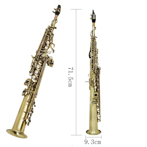 Saxophon Sopransaxophon Messingkorpus B-flaches Gerades Saxophon Professionelles Instrument Mit Kofferteilen Und Zubehör(F) von HQWBVD