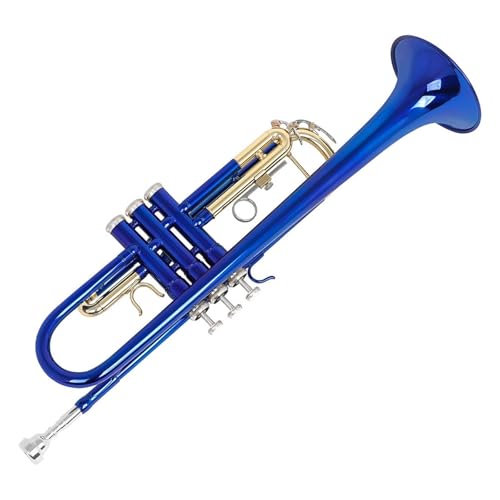 Trompete Blechblasinstrument Trompete B-Dreiton-Trompete Anfänger-Profi-Auftrittsinstrument(Blue) von HQWBVD