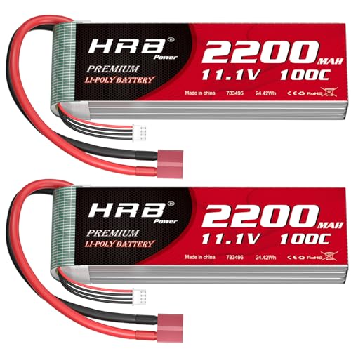 HRB 2PCS 11.1V 2200mAh 3S 100C Lipo Akku mit Deans Stecker für RC Auto Boot LKW Heli Flugzeug Quadcopter Helikopter Multi-Motor Hobby Teile von HRB POWER