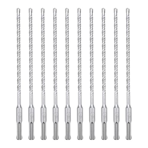 hsawbit Steinbohrer-Set mit SDS-Plus-Schaft, 6 mm x 210 mm, Hammerbohrer, Steinbohrer, Wolframkarbid-Spitze für Beton, Ziegel, Zementwände, Stein, 10 Stück von HSAWBIT