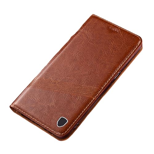 HSSHRAQVEchtleder Hülle für iPhone 16 Pro Max 16 Plus 16 Pro 16 Rindsleder Magnet Schutzhülle mit Kartenfach Standfunktion Ledertasche Flip Wallet Case,for 16 Pro, Brown2 von HSSHRAQV