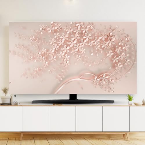 HSTANGKY Innenräume TV Abdeckung TV Staubschutzhülle Rutschfester TV Bildschirmschutz Moderne Weiche Gebogene Bildschirmabdeckung LCD/LED TV Display Abdeckung- flower5||75"（175X100cm） von HSTANGKY