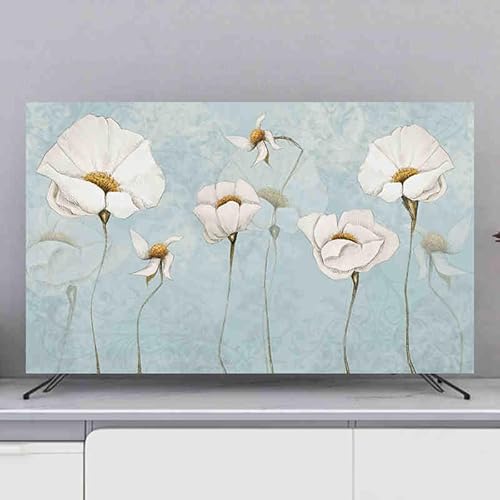 TV Abdeckung Rutschfeste TV Staubschutzhülle LCD Abdeckung Zum Aufhängen Innen 32-80 Zoll LCD TV Bildschirmschutz Universal Kunst Dekorationstuch In Verschiedenen Größen-flower2||58-60"（140X85cm） von HSTANGKY