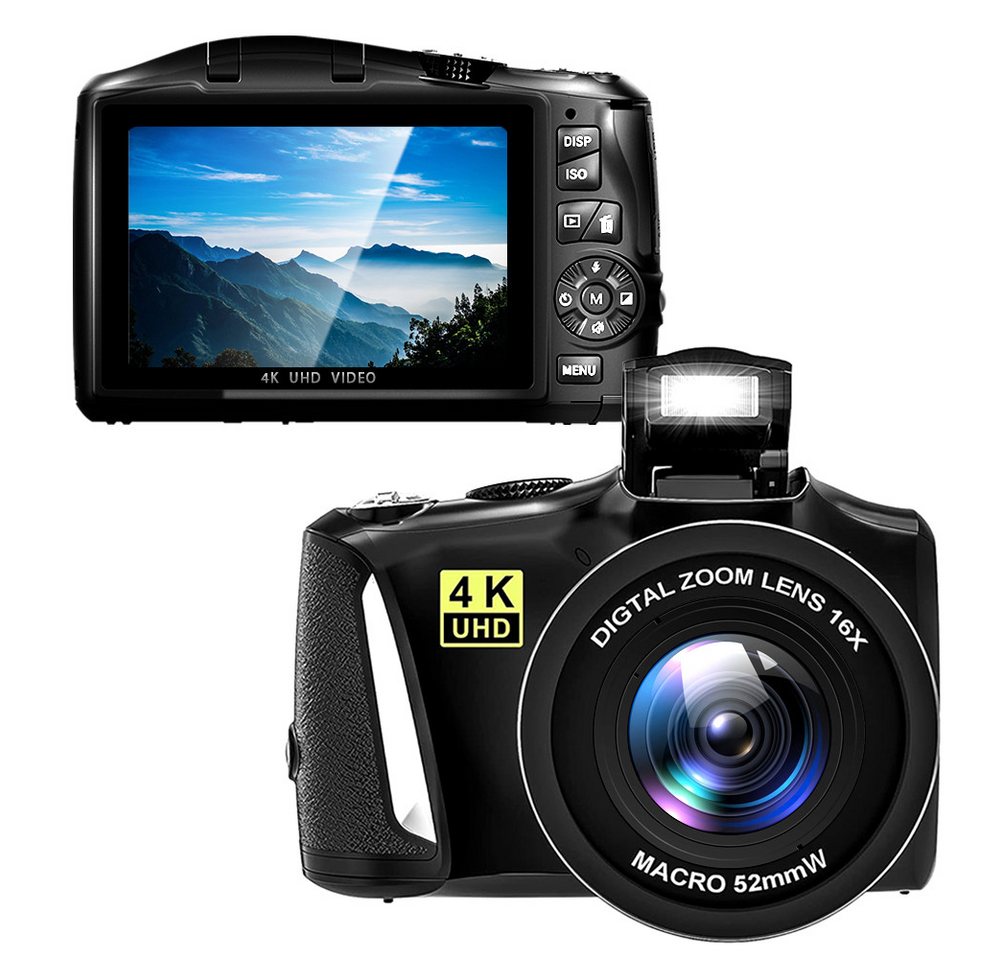 HT R3S Kompaktkamera (Makro-Objektiv, 48 MP, 16X Digitalzoom Fotokamera für Anfänger in der Fotografie) von HT
