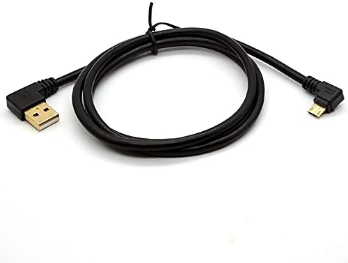 CentBest Vergoldetes USB-2.0-Kabel, links gewinkelt auf Micro B, rechtwinklig, Datensynchronisations- und Stromkabel, Schwarz, 1 m von HTGuoji