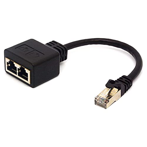 RJ45 Adapterkabel RJ45 Stecker auf Dual-Buchse Adapter Extender Unterstützung Ethernet Cat 5/CAT 6 LAN zum Umschalten von Netzwerken zwischen zwei Computern (nicht als Netzwerk-Splitter verwendet) von HTGuoji