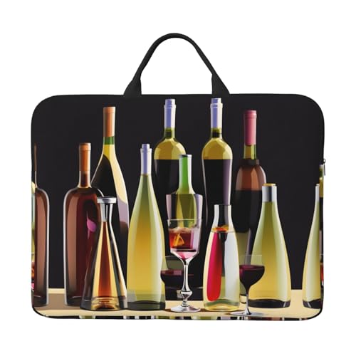 Cocktailgläser und Weinflaschen bedruckt, stilvolle 35,6 cm (14 Zoll) wasserdichte Laptop-Tasche, Laptop-Tragetasche für Männer und Frauen von HTTUP