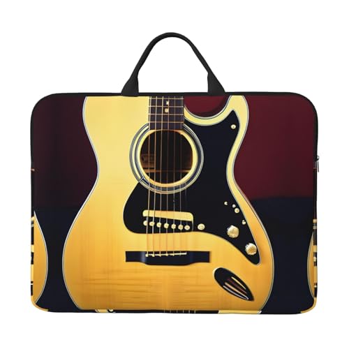 Notebook-Tasche mit Gitarrendruck, stilvoll, 35,6 cm (14 Zoll), wasserabweisend, Laptop-Tasche für Männer und Frauen, Schwarz, Einheitsgröße von HTTUP