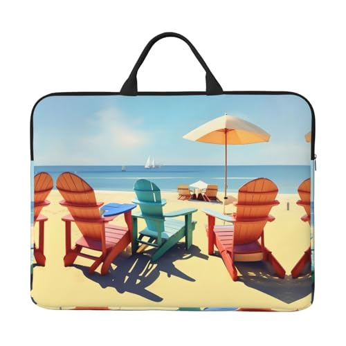 Strandkörbe und Landschaftsaufdruck, stilvolle 35,6 cm (14 Zoll) wasserdichte Laptop-Tasche, Laptop-Tragetasche für Männer und Frauen, Schwarz, Einheitsgröße von HTTUP