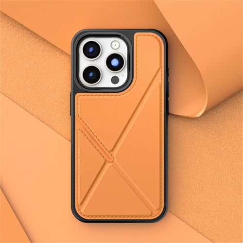 HTVZY PU-Leder-Geldbörse mit Kartenschlitzhalter, Handyhülle für iPhone 16 15 14 13 12 11 Pro Max Plus, stoßfeste Schutzhülle, orange, für iPhone 13 Pro von HTVZY