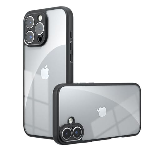 HTXONB Airbag Super Protection Weiches TPU + PC Klare Matte Hülle für iPhone 16 15 14 13 Pro Max 16 15 14 Plus Staubdichte Handyhülle, Transparent, Für iPhone 16 Pro von HTXONB