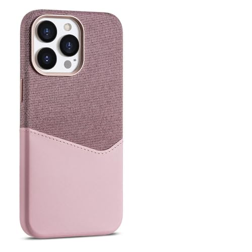 HTXONB Magnetische Lederhülle mit Kartenhalter für iPhone 16 15 14 13 12 Pro Max 16 15 14 Plus Kabelloses Laden Legierungslinse Hit Color Cover, Pink, für iPhone 12Pro Max von HTXONB