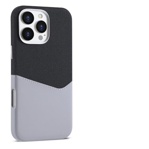 HTXONB Magnetische Lederhülle mit Kartenhalter für iPhone 16 15 14 13 12 Pro Max 16 15 14 Plus Kabelloses Laden Legierungslinse Hit Color Cover, Schwarz, Grau, für iPhone 12Pro Max von HTXONB