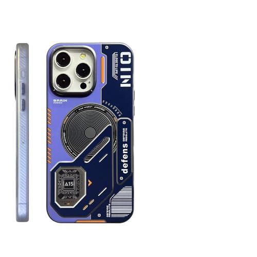 HTXONB Matte magnetische Telefonabdeckung für iPhone 16 15 14 13 12 Pro Max 16 Plus Kabelloses Laden, mattierte Metalllinsenhülle auf der Rückseite, Blau, Für iPhone 14 von HTXONB