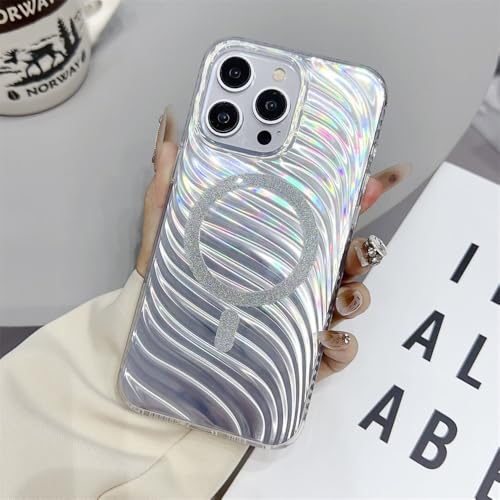 HTXONB Silberne magnetische Phantom-Telefonhülle für iPhone 15 14 13 12 Pro Max 15 14 Plus Glitzernde kabellose Ladebeschichtung, XiaoBL, für iPhone 13 Pro von HTXONB