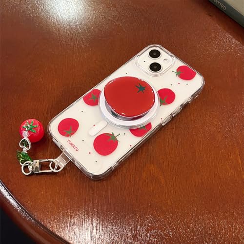 Niedliche magnetische Schutzhülle mit Cartoon-Tomatenmotiv für iPhone 15 14 13 12 Pro Max 14 15 Plus, stoßfeste Hülle, transparent, für iPhone 14 Pro von HTXONB