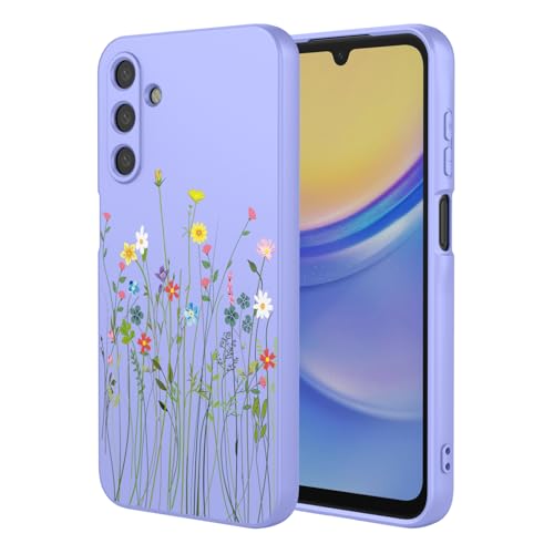 HTXWXJC Handyhülle für Galaxy A16, Samsung A16 SM-A166P, stoßfest, flexibel, TPU, weich, Blumenmuster, Handyhülle für Samsung Galaxy A16 5G, lila Blume von HTXWXJC