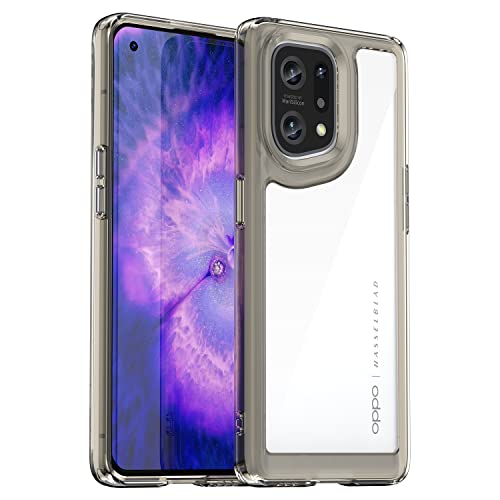 HTXWXJC Schutzhülle für Oppo Find X5 Pro, PFEM10, CPH2305, PFFM20, kristallklar, Polycarbonat, harte Rückseite, stoßfest, schlanke, dünne Handyhülle für Oppo Find X5 Pro, Schwarz / Transparent von HTXWXJC