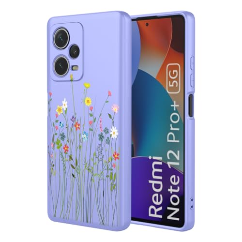 HTXWXJC Schutzhülle für Redmi Note 12 Pro Plus, 22101316UCP, 22101316UG, stoßfest, flexibel, TPU, weiche Schutzhülle, Blumenmuster für Xiaomi Redmi Note 12 Pro+ Plus, lila Blume von HTXWXJC