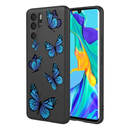 HTXWXJC VOG-L29 VOG-L09 VOG-L09 VOG-L04 Hülle, stoßfest, flexibel, TPU, weiche Hülle, Schmetterlingsmuster, Handyhülle für Huawei P30 Pro, schwarzer Schmetterling von HTXWXJC