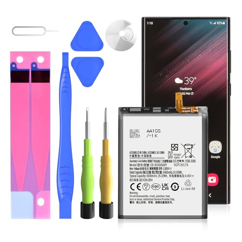 Galaxy S22 Ultra Akku, Upgrade 6500mAh EB-BS908ABY Li-Ion Ersatzakku mit hoher Kapazität für Samsung Galaxy S22 Ultra 5G SM-S908U mit Reparaturwerkzeug Kits von HUAENG