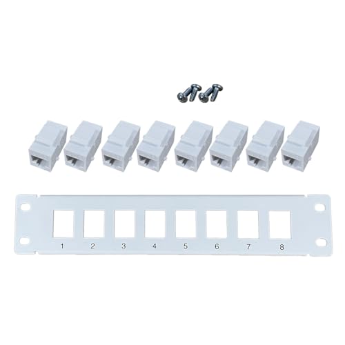 HUAJINGKEJI 8-Port für 6 geschirmte RJ45-Panel, 10G, Metallgehäuse, farbcodierte Beschriftung für T568A und T568B Wiri von HUAJINGKEJI