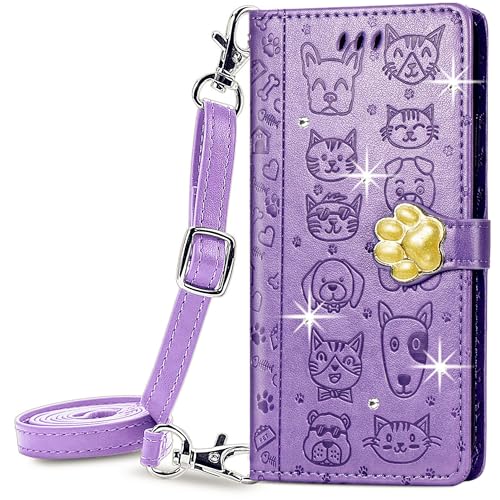 HUANGTAOLI Crossbody Bling Strass Flip Cover für Huawei Mate 60 (ALN-AL00) von HUANGTAOLI