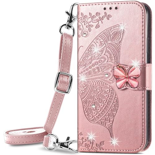 HUANGTAOLI Crossbody Bling Strass Wallet Case für Samsung Galaxy A34 Dual SIM (SM-A346B/DSN, SM-A346E/DSN, SM-A346M/DSN) von HUANGTAOLI