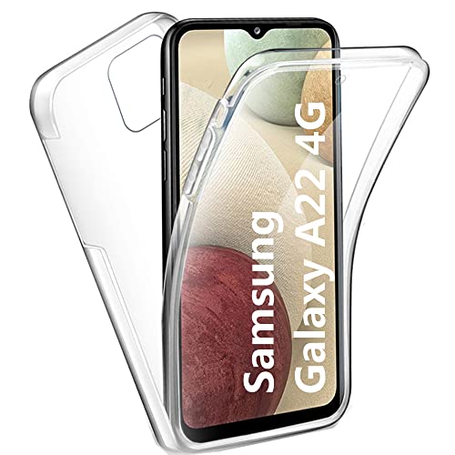 HUANGTAOLI Displayschutzfolie Handyhülle für Samsung Galaxy A22 4G, 360 Ganzkörper Transparent Bumper Schutz Vorder- und Rückseite Stoßfest Cover Samsung Galaxy A22 4G Hülle von HUANGTAOLI
