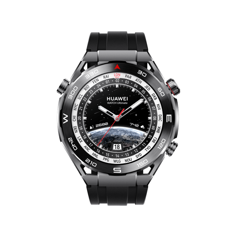 HUAWEI WATCH Ultimate Entdeckerschwarz 48.5 mm, Gehäuse aus amorpher Zirkonium-Legierung, schwarzes HNBR-Gummi-Armband HUAWEI WATCH Ultimate Entdeckerschwarz 48.5 mm, Gehäuse aus amorpher Zirkonium-Legierung, schwarzes HNBR-Gummi-Armband von HUAWEI