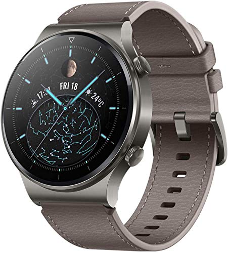 HUAWEI Watch GT2 Pro Classic - Smartwatch, intelligente Uhr mit Riemen - Leder - Gray Brown Nebula Gray GT 46mm von HUAWEI