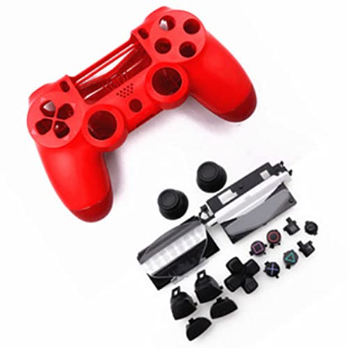 HUAYUWA Kunststoff Game Controller Gehäuse (rot) mit Tasten Ersatz Set passend für PlayStation 4 Slim 4.0 JDS-040 JDM-040 (V1 Version) von HUAYUWA