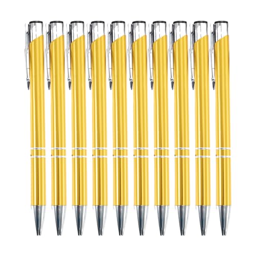 HUIFACAI 10 x Kugelschreiber, 1,0 mm, einziehbarer Kugelschreiber, Metall, Bürostift, glattes Schreiben, Schreibwaren, Schule, Bürobedarf von HUIFACAI