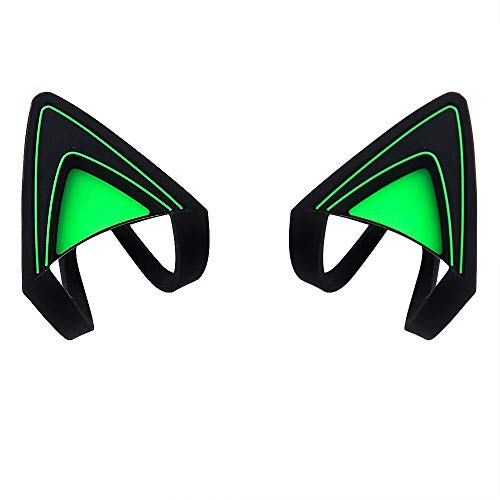 HUYUN Silikon-Kopfhörer mit Katzenohren, aufsteckbar, kompatibel mit Razer Kraken 2019, Kraken TE Headsets (grün) von HUIYUN