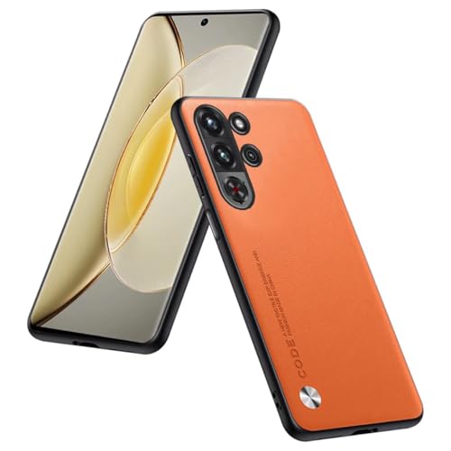 HULLIN Handyhülle Kompatibel Mit Smartphone, Compatible with RedMagic 10 Pro (6.85"), Schutzhülle Aus PU-Leder - Orange von HULLIN