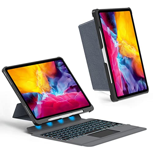 HUOBAO Tastatur hülle für iPad Pro 12.9 Zoll(6th/5th/4th/3rd Generation),Magnetische Abnehmbare Bluetooth-Tastaturhülle,Trackpad Pencil Halter mit Magnetisch Magic Style, UK QWERTY-Layout, Schwarz von HUOBAO